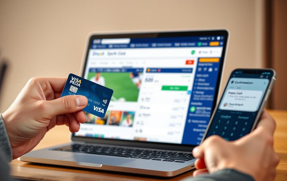 Norsk spiller som setter inn penger med Visa-kort på en bookmaker-side.