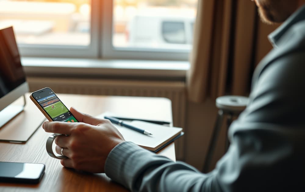 Person som sjekker odds på mobilen